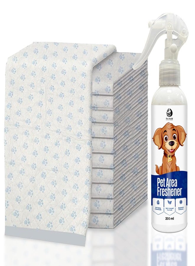Pet World Combo | Dog Training Pee Pads (10 Count, 60x60cm) with Odour Lock + Pet Area Freshener (200ml) | Odour Remover | Leak-Proof-Combo